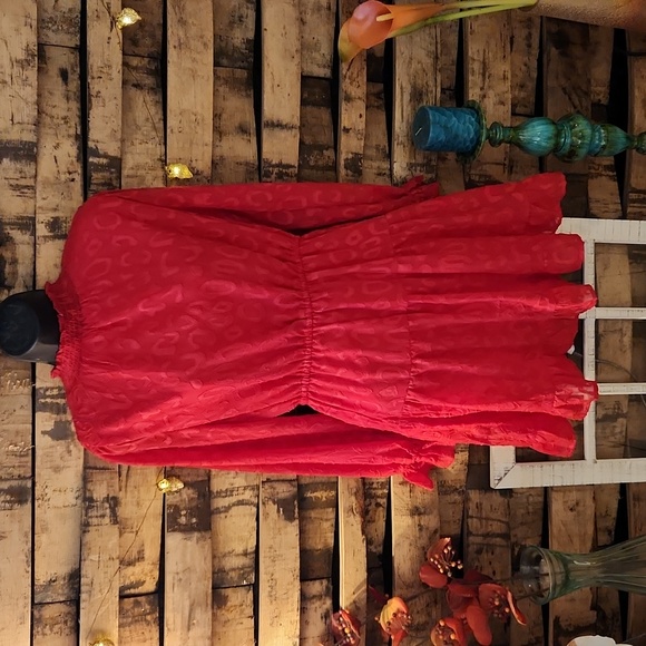 Kikula Women's Long Sleeve Mock Neck Dress Elastic High Waist Lace Ruffle - Picture 6 of 8